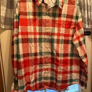Men's Red and Green Plaid Shirt